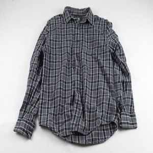Roots Men's Large Grey Black Plaid Flannel